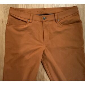 Lululemon ABC Pants Men's 34 Burnt Orange Warpstreme Stretch Chino LM5ADFS